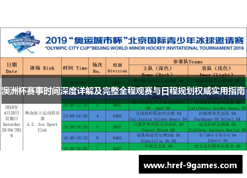 澳洲杯赛事时间深度详解及完整全程观赛与日程规划权威实用指南